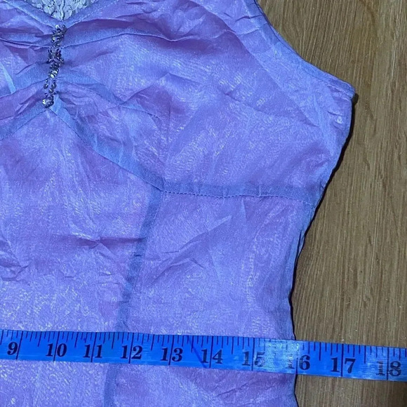 VTG Cottagecore Charng Shin Silk Cami Midi Dress 11/L/XL Sleeveless Line Violet - Picture 3 of 14